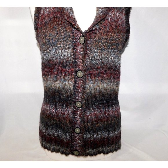 Woolrich Womens M Brown Gray Wool Blend Sweater Cardigan Vest Button Front - Picture 6 of 10